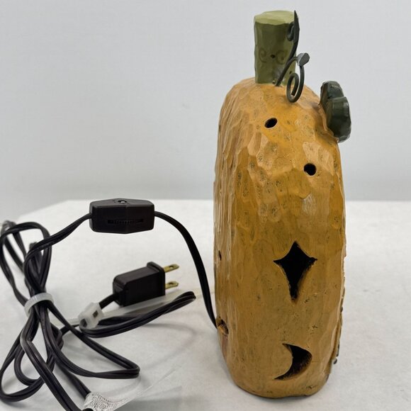 Crazy Mountain Ceramic Pumpkin-Shaped "Give Thanks" Table Lamp Cutouts Fall 7.5" - Picture 6 of 13